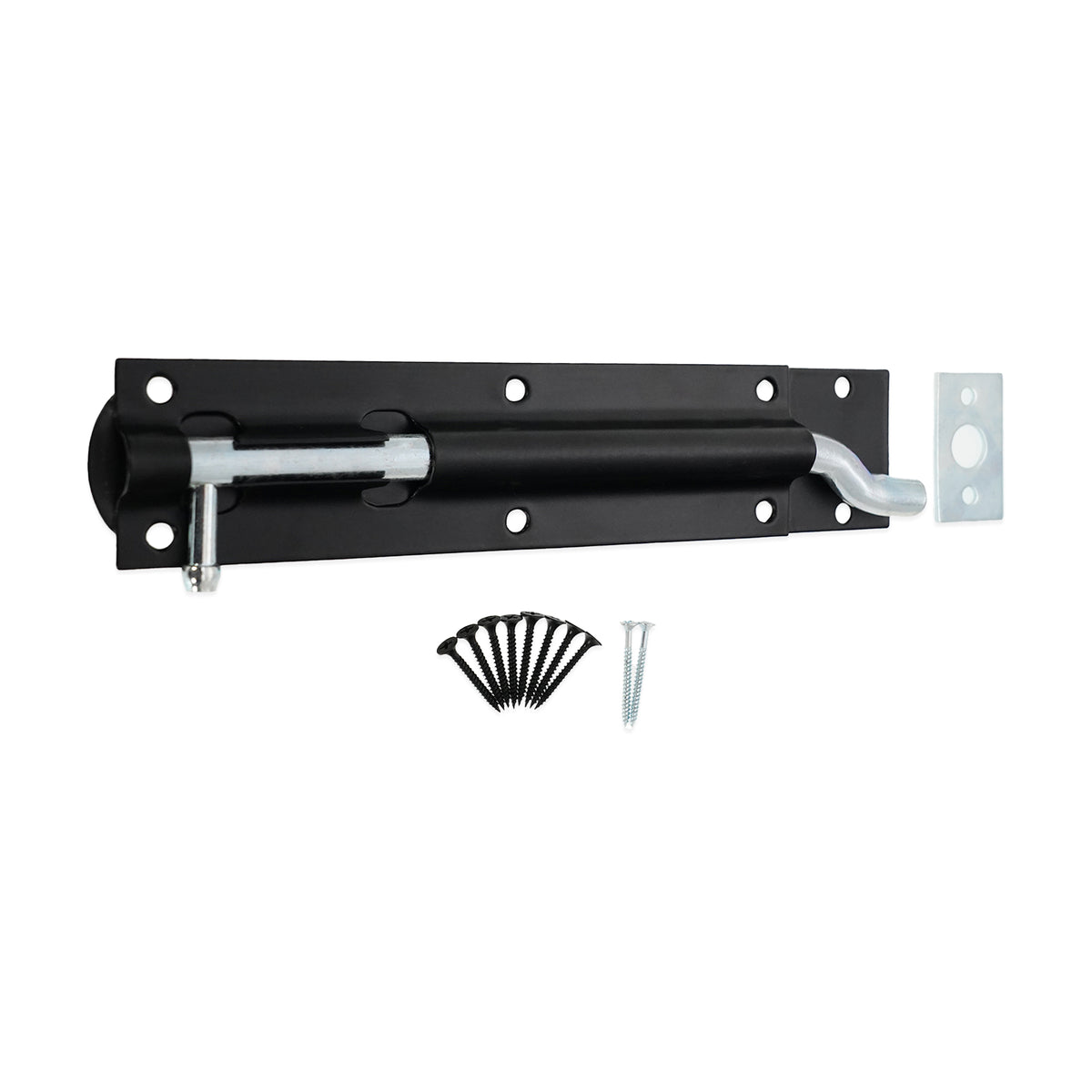 Iron Barrel Bolt - Necked 8" Black