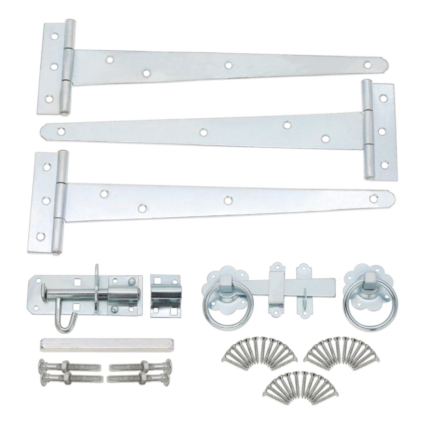 10" 250mm Plain Ring Gate Ironmongery Kit Zinc