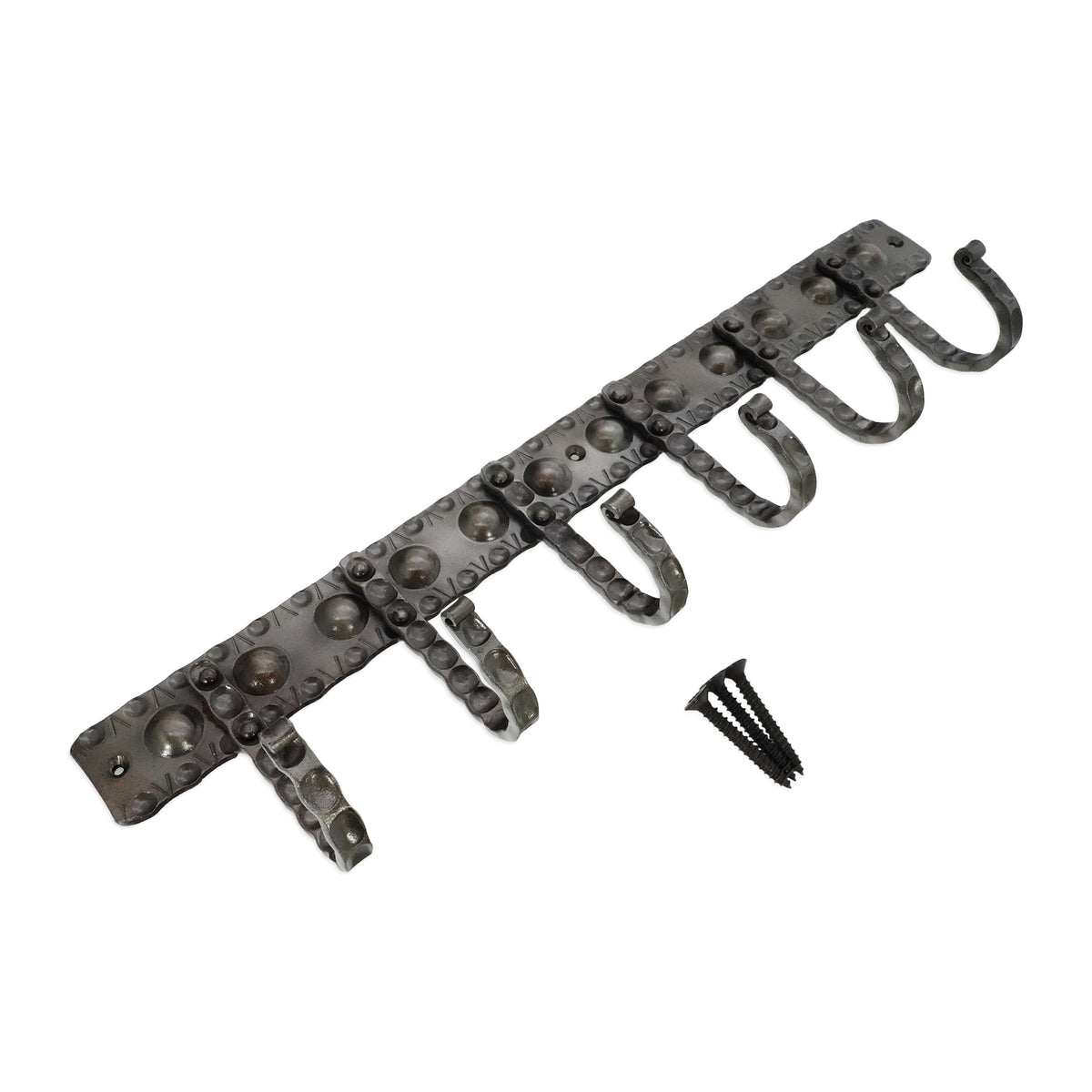 Iron Coat Hook Dotted 6 leg - Pewter