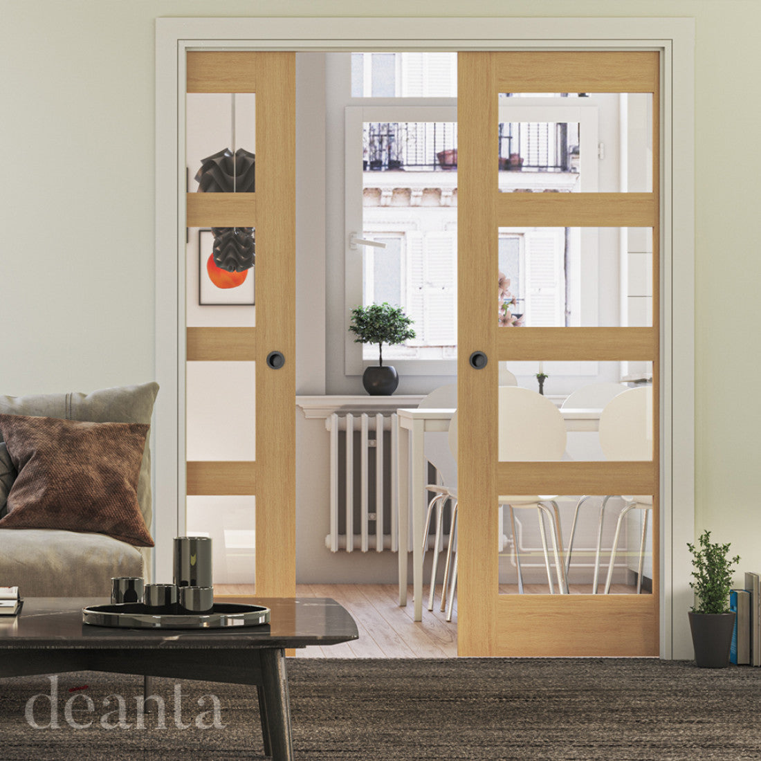 Coventry Unfinished Oak Glazed Internal door Deanta life
