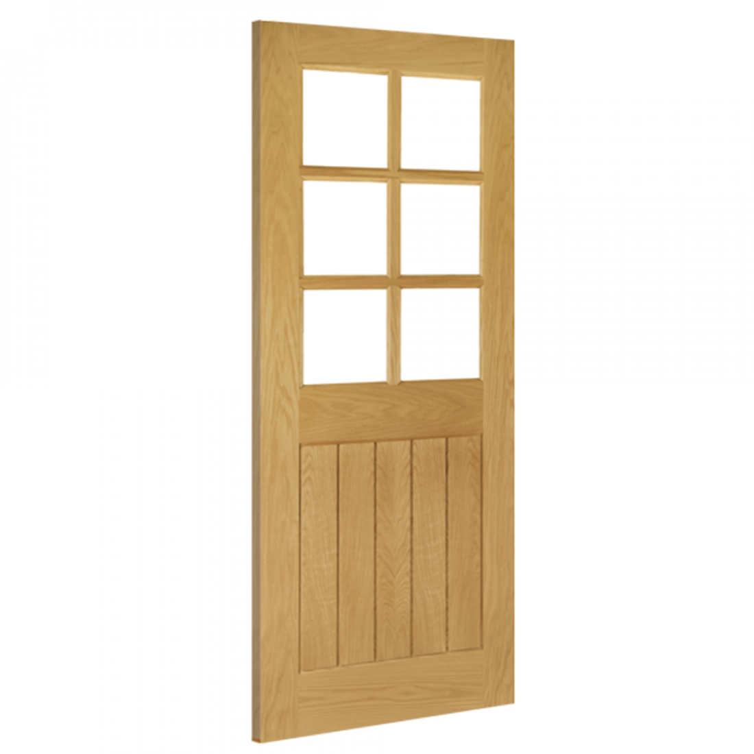 Ely Unfinished Oak Bevelled Glaze 6 Lite Internal Door