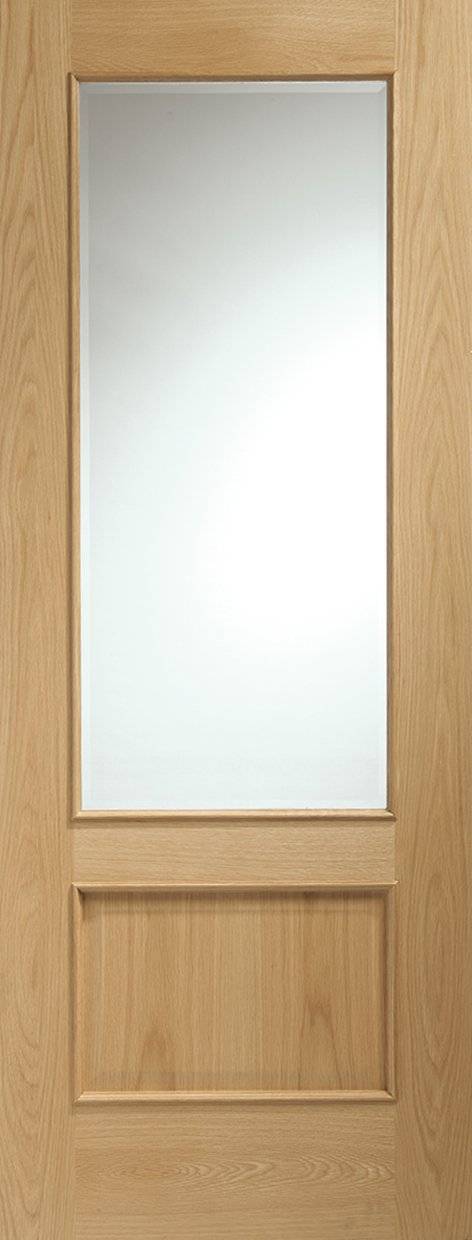 Wooden door with a single pane of glass