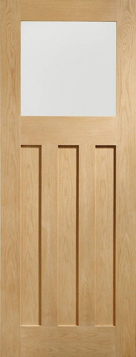 Wooden door with a glass panel