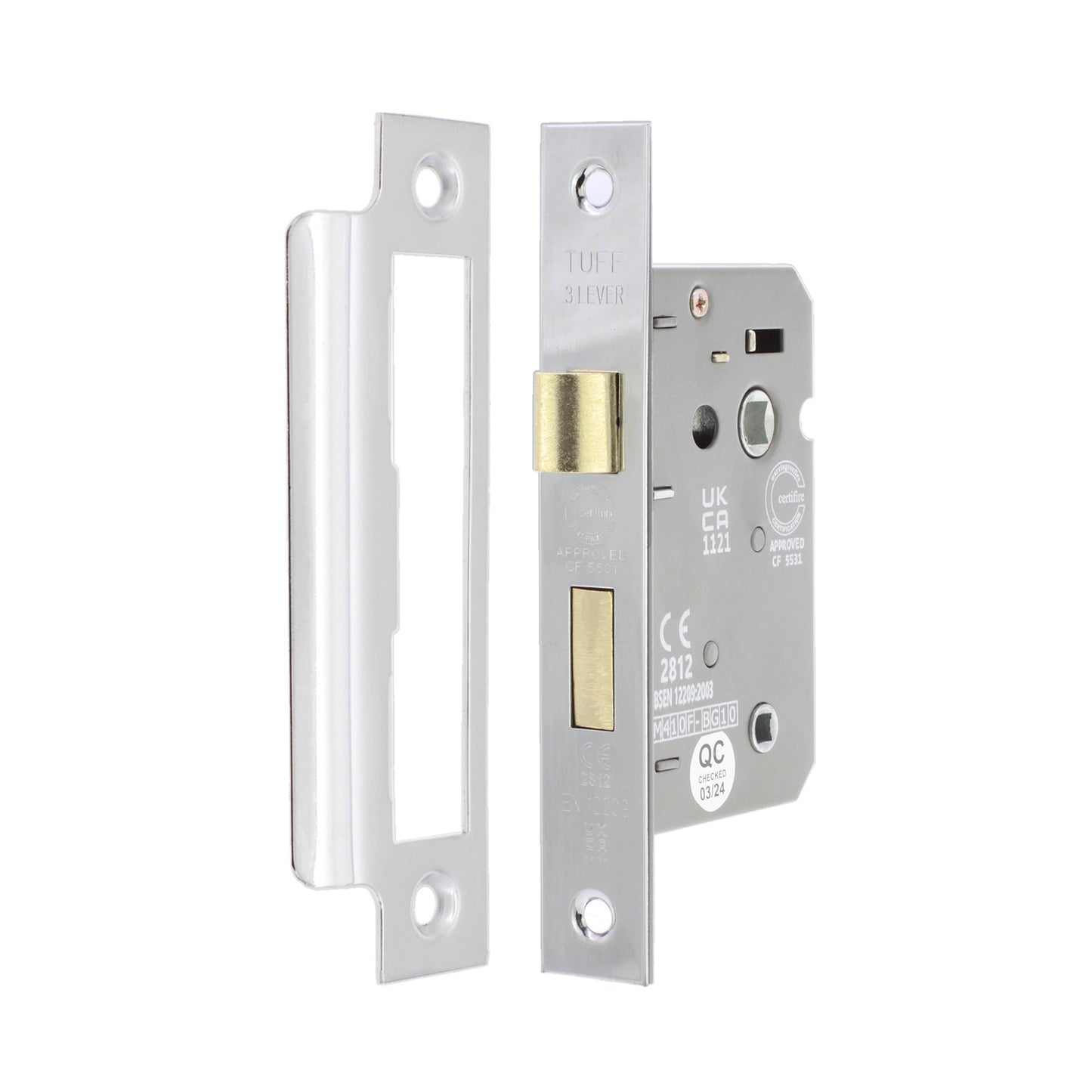 2.5" CE 3 Lever Bathroom Lock FD60 - Nickel Plated