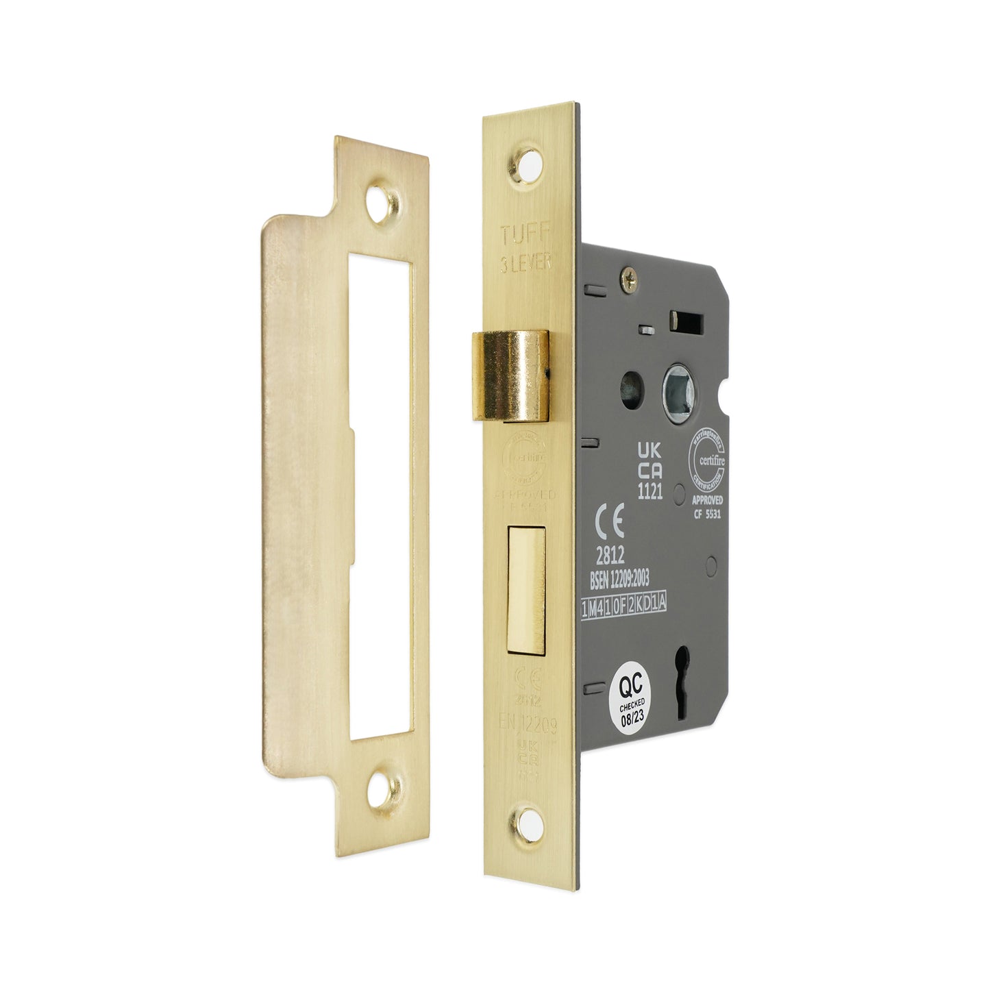 3" CE 3 Lever Mortice Sash Lock FD60 - Satin Brass