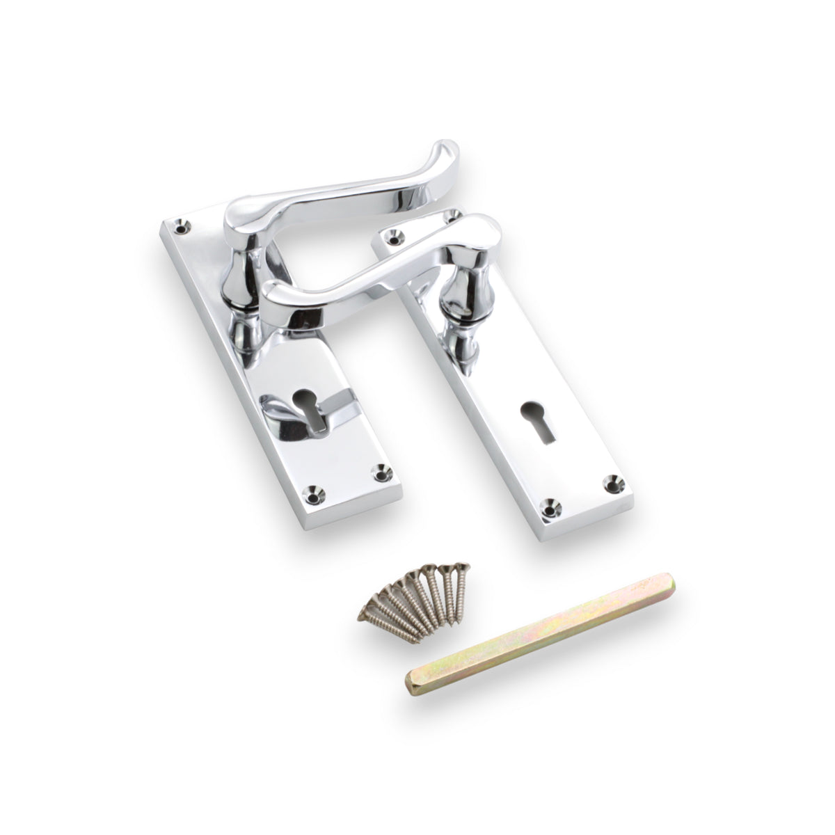 Victorian Scroll Lock Lever Handle 150mm Polished Chrome
