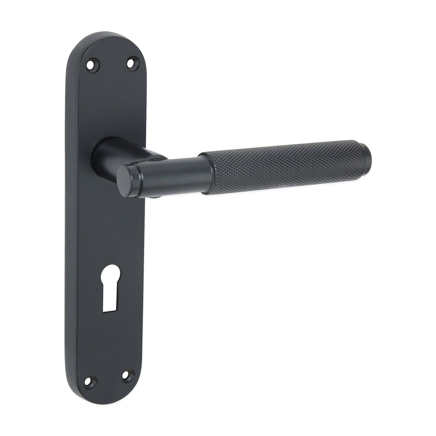Connaught Knurled Lever on Backplate Lock Matt Black