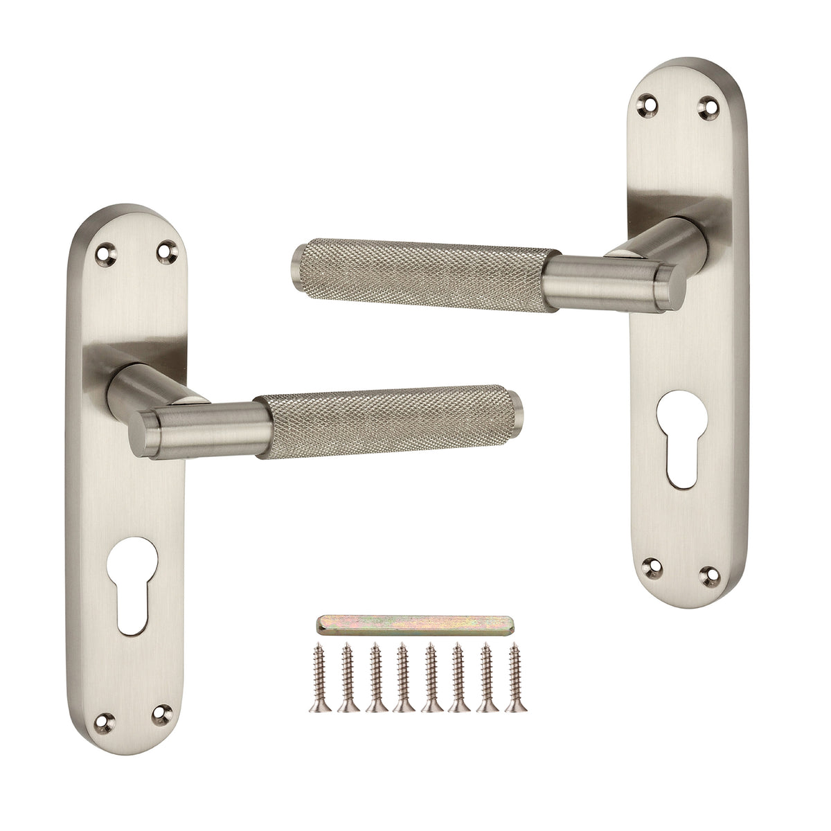 Connaught Knurled Lever on Backplate Euro Satin Nickel