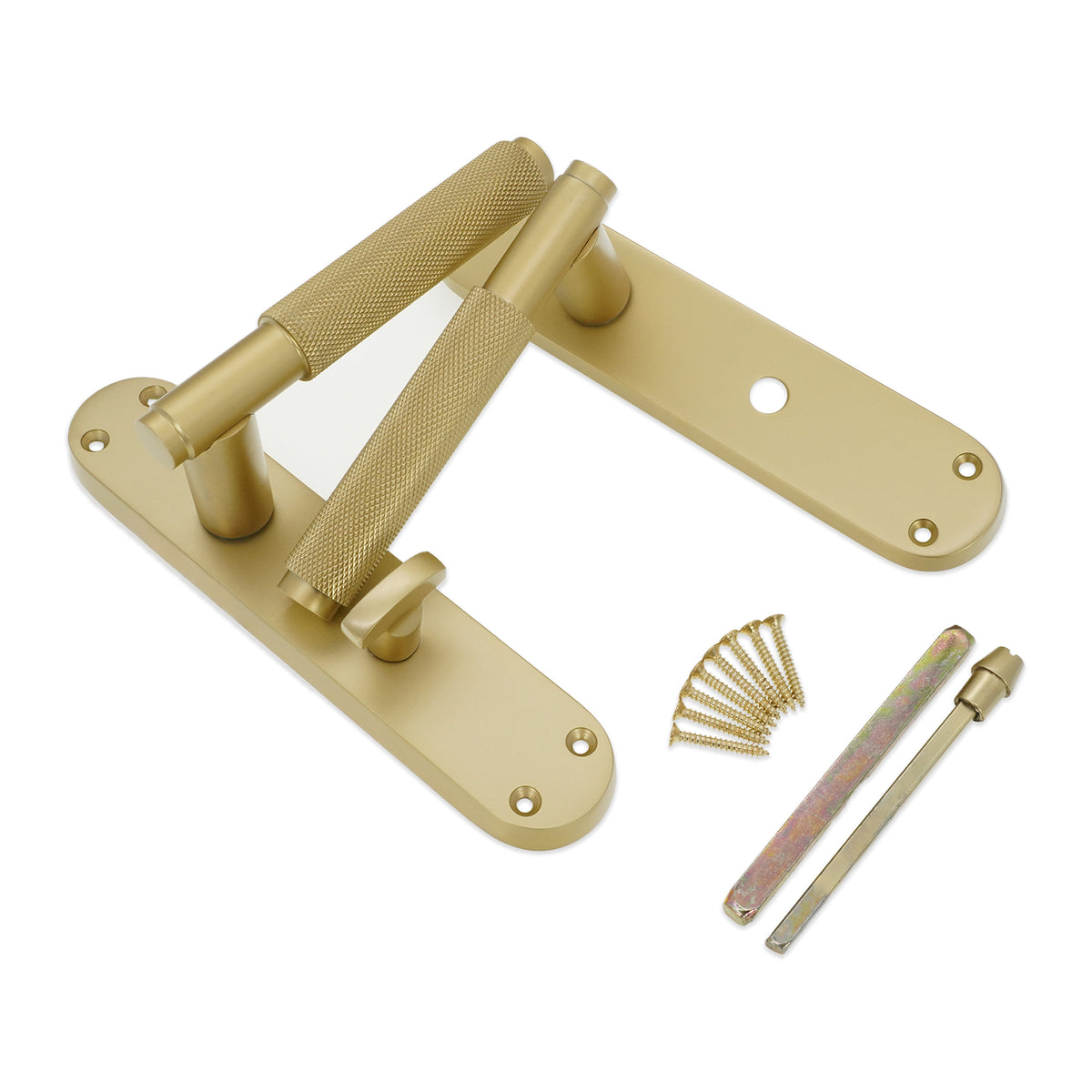 Connaught Knurled Lever on Backplate Bathroom Satin Brass
