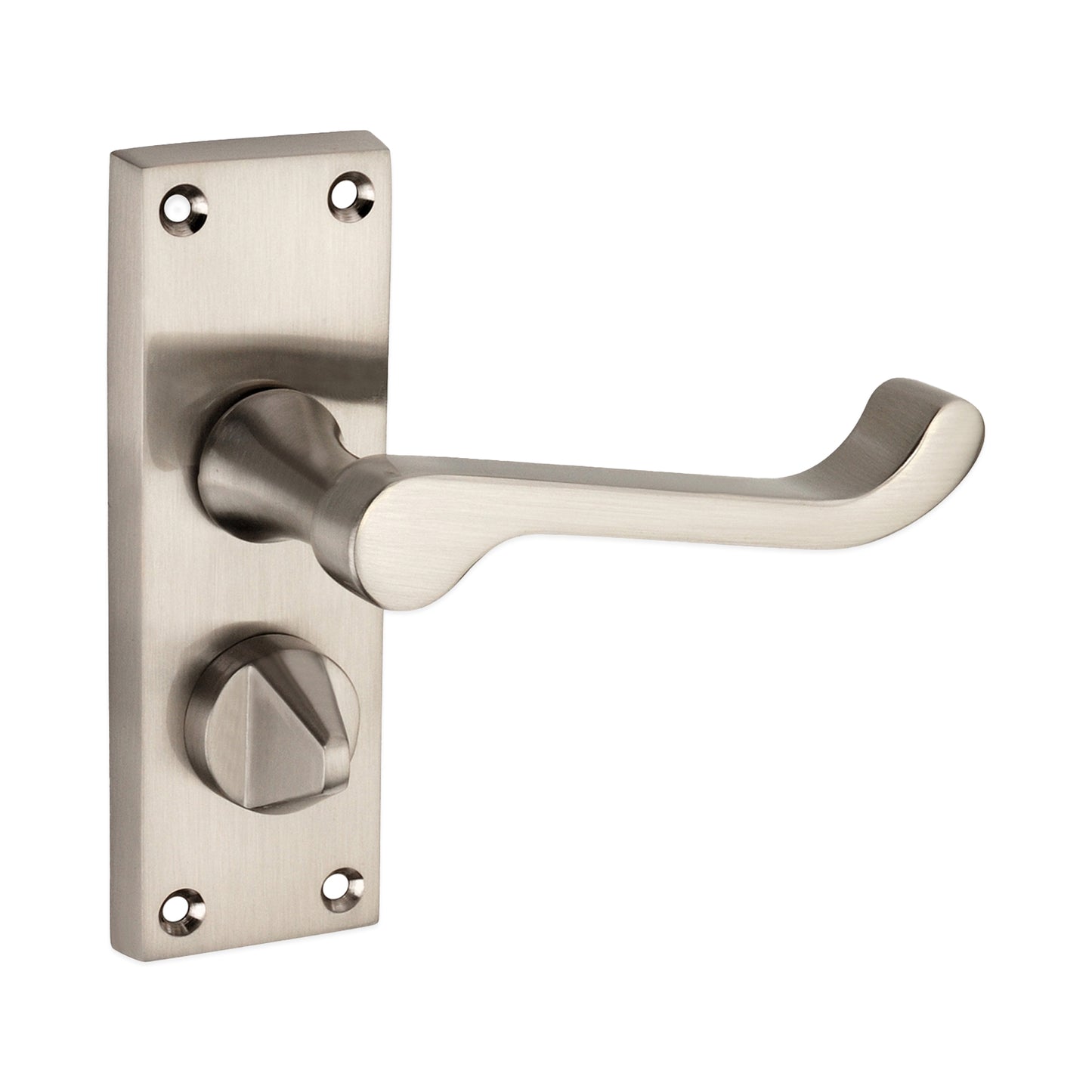 Victorian Scroll Privacy Lever Handle 115mm Satin Nickel