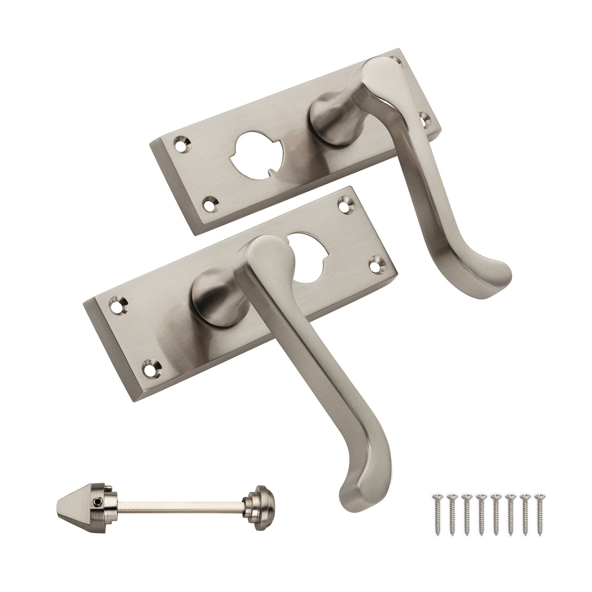 Victorian Scroll Privacy Lever Handle 115mm Satin Nickel