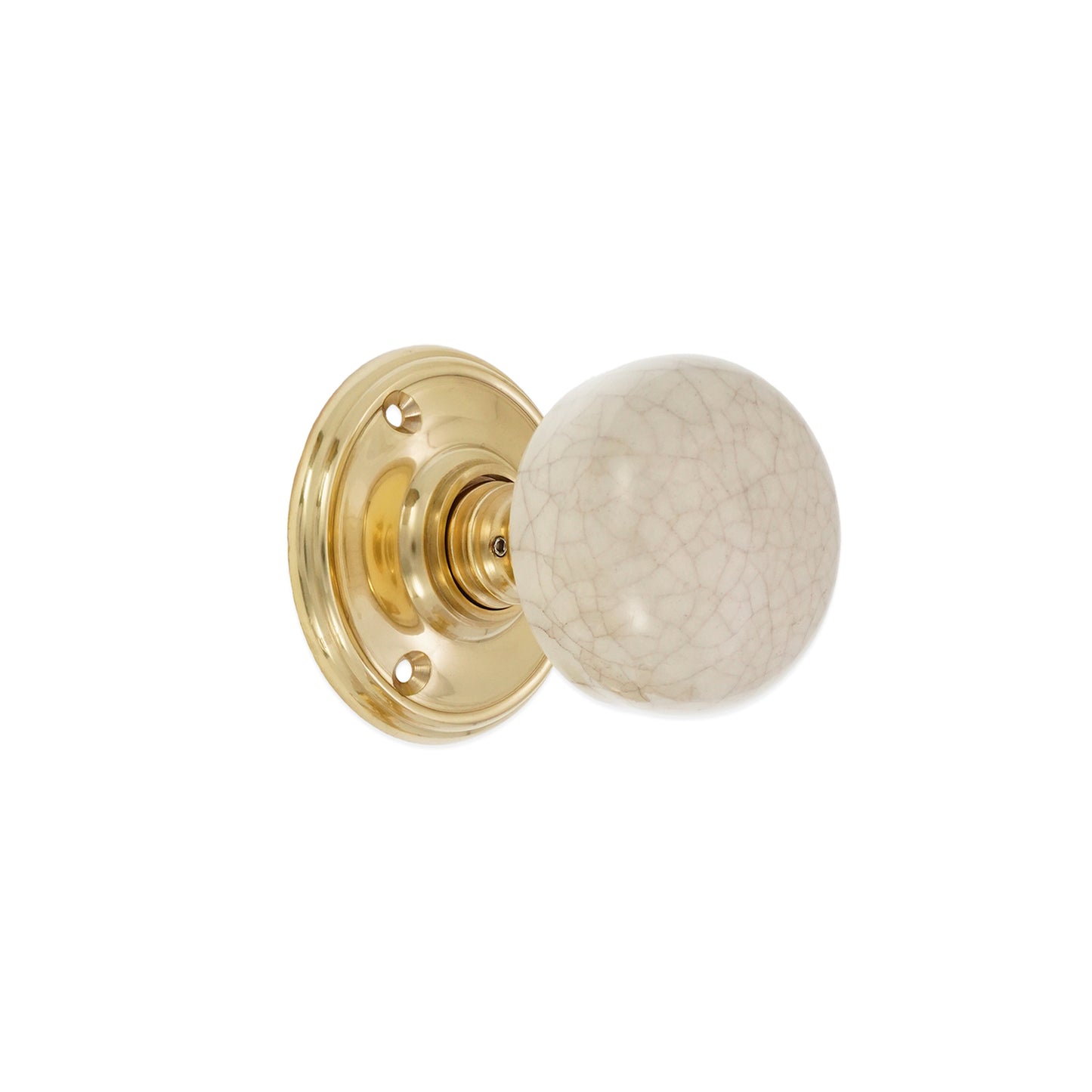 Crackled Porcelain Mortice Door Knob Polished Brass