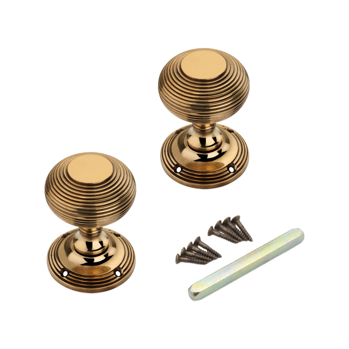 Beehive Door Knob 55mm Aged Brass