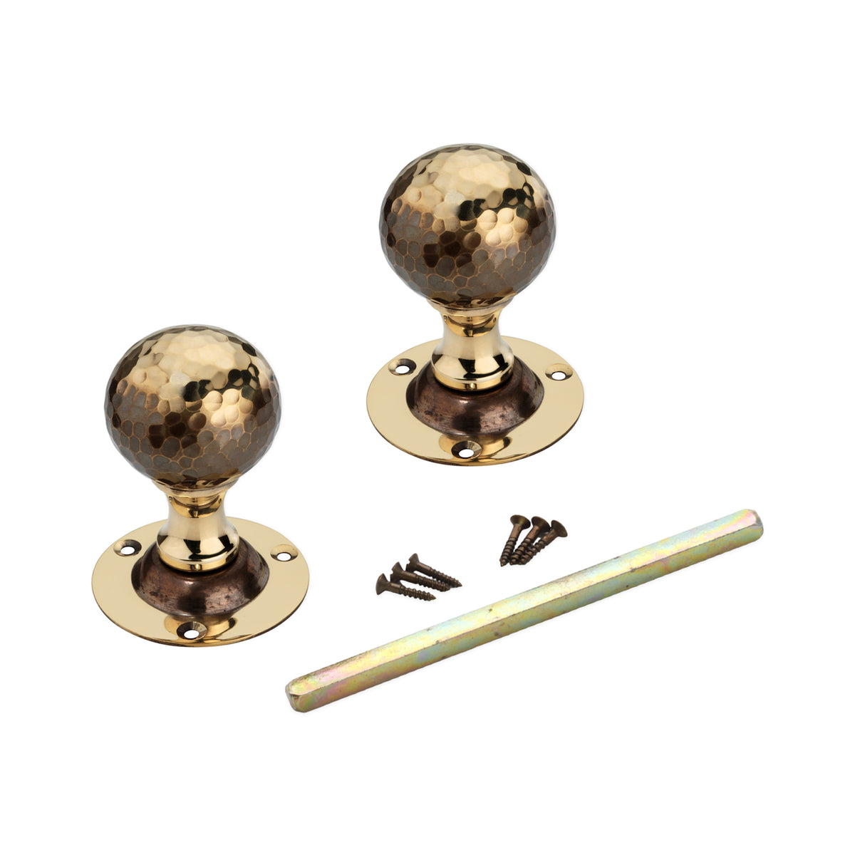 Hammered Ball Mortice Door Knob Aged Brass