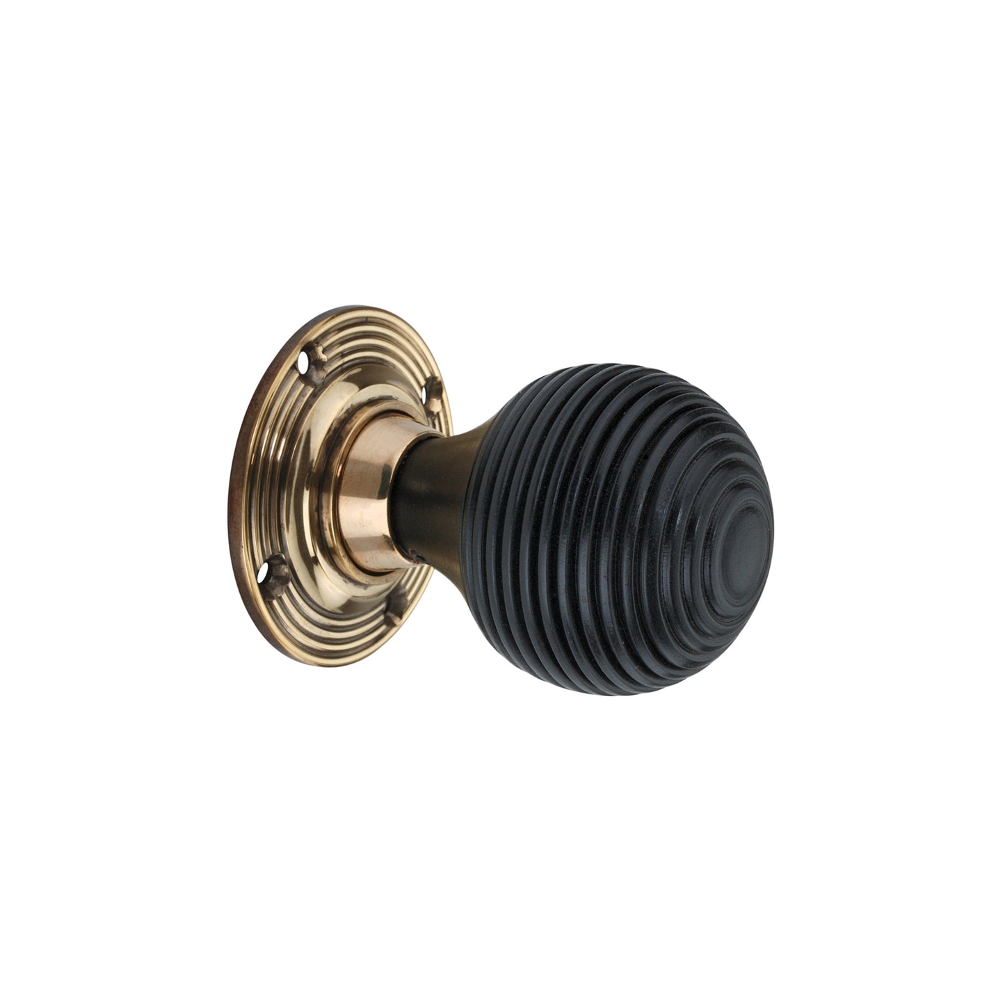 Ebonised Beehive Rim/Mortice Door Knob Aged Brass