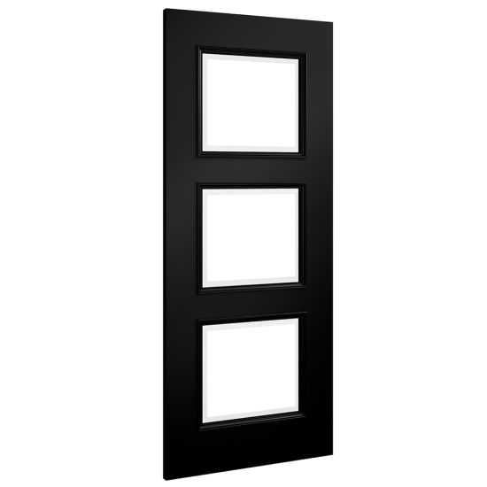 Trinity Black Prefinished Bevelled Glaze Door