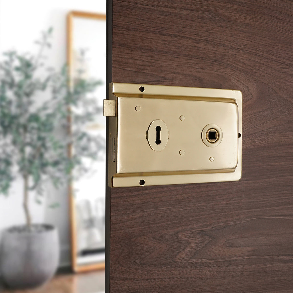 Iron Rim Lock - Fluted Electro Brass