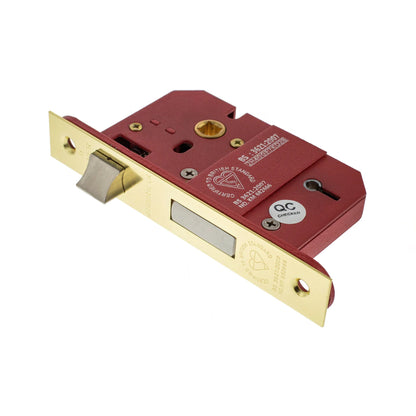 5 Lever BS3621 Sash Lock - 63mm Electro Brass