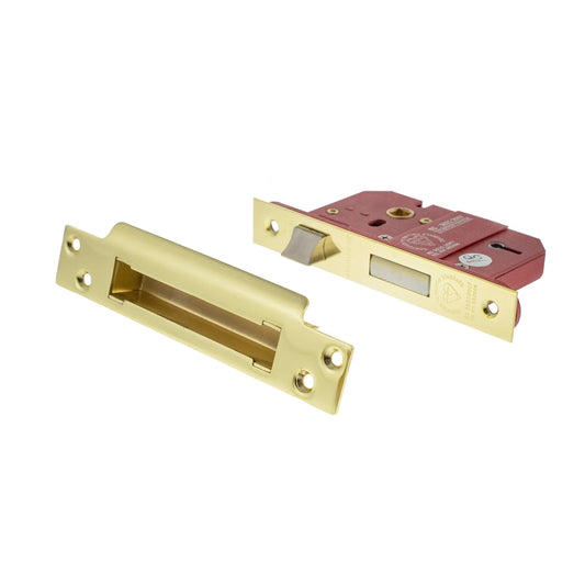 5 Lever BS3621 Sash Lock - 76mm Electro Brass