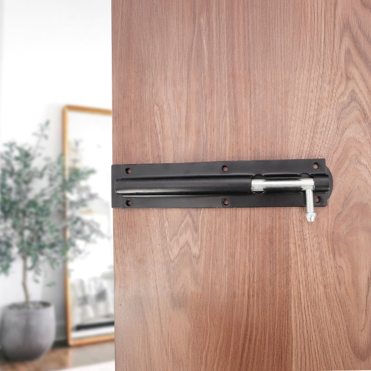 Iron Barrel Bolt - Straight 8" Black