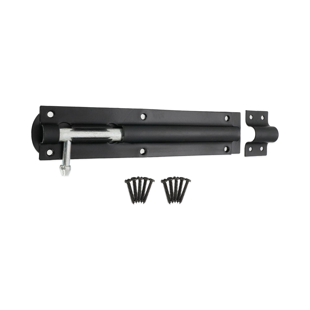 Iron Barrel Bolt - Straight 8" Black