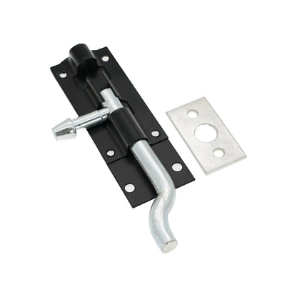 Iron Barrel Bolt - Necked 4" Black