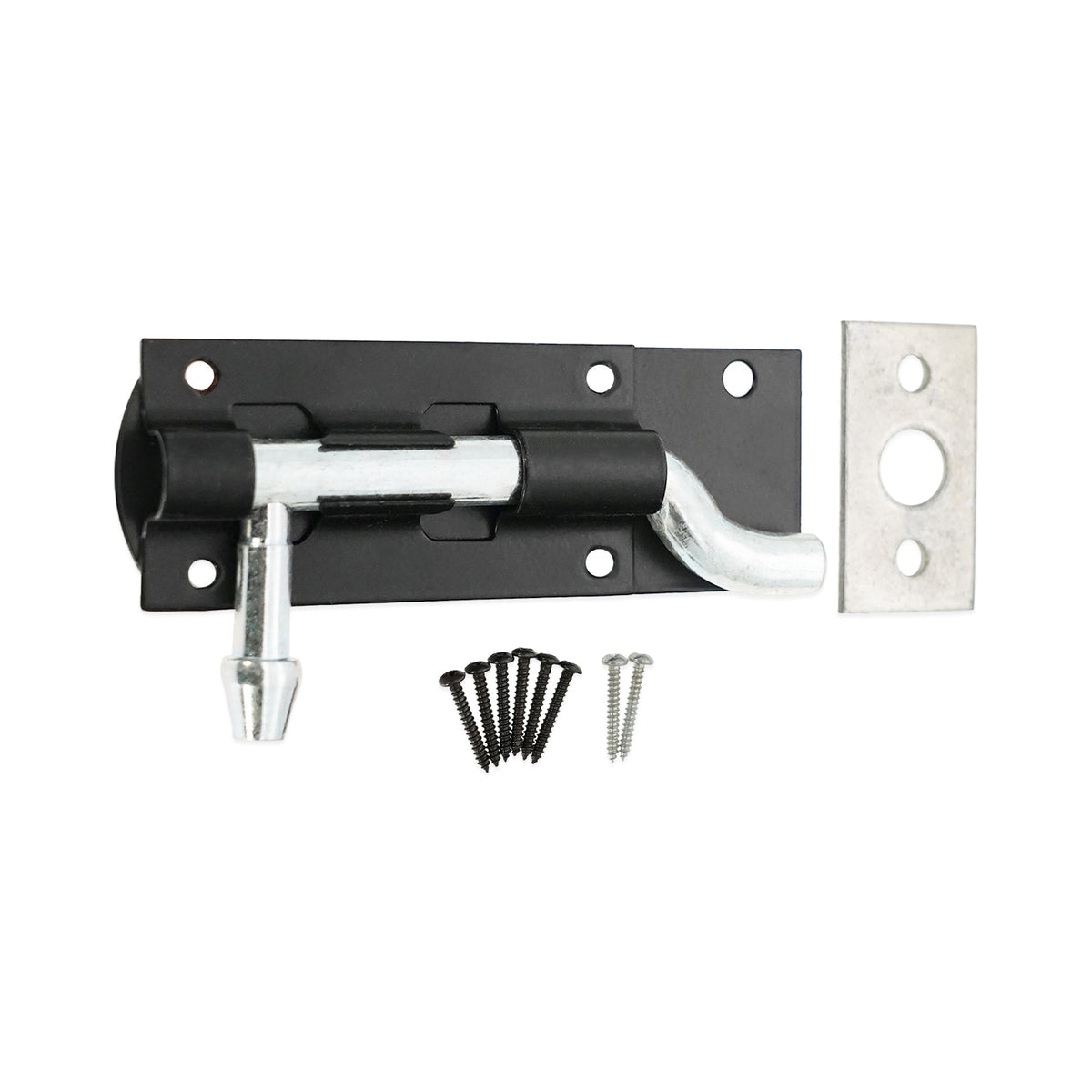 Iron Barrel Bolt - Necked 4" Black