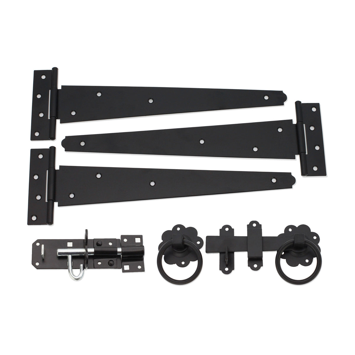 14" 350mm Plain Ring Gate Ironmongery Kit Black