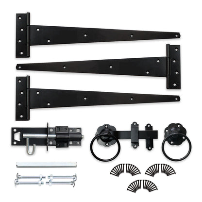 18" 450mm Plain Ring Gate Ironmongery Kit Black