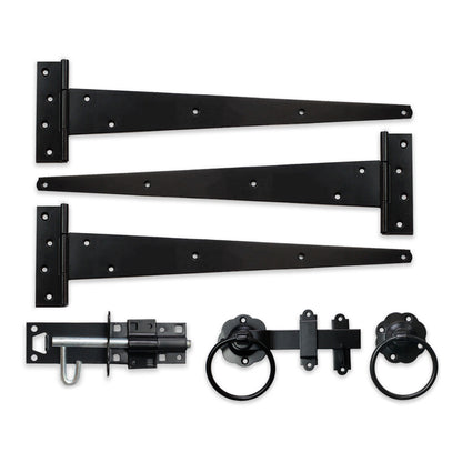 18" 450mm Plain Ring Gate Ironmongery Kit Black