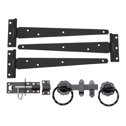 10" 250mm Twist Ring Gate Ironmongery Kit Black
