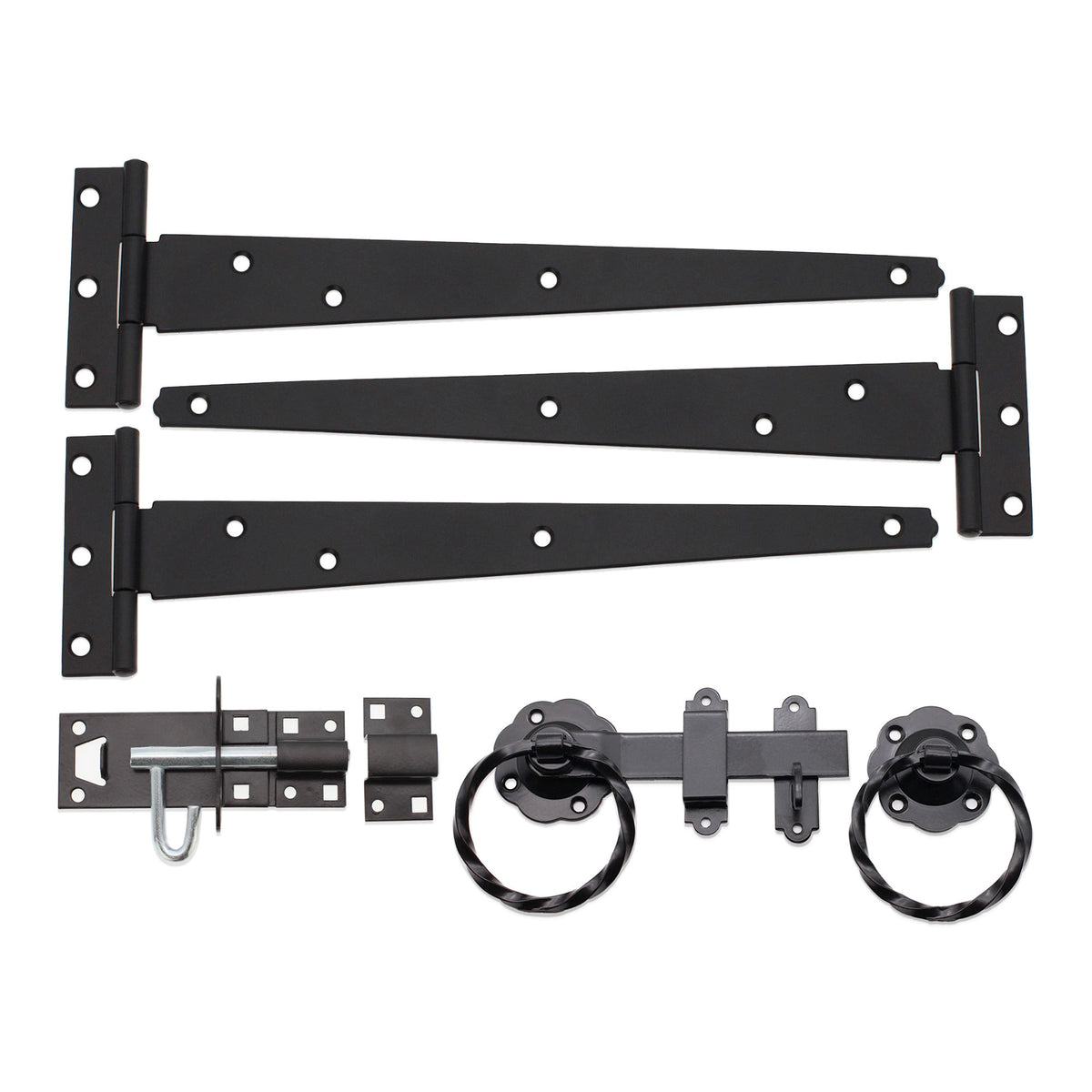 10" 250mm Twist Ring Gate Ironmongery Kit Black