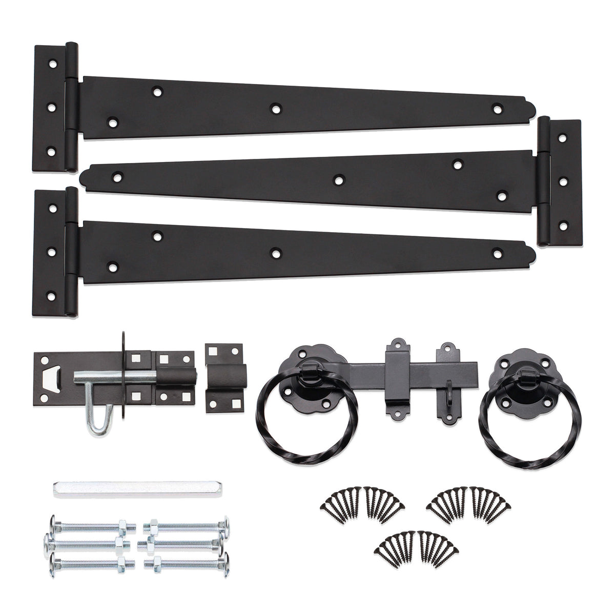 12" 300mm Twist Ring Gate Ironmongery Kit Black