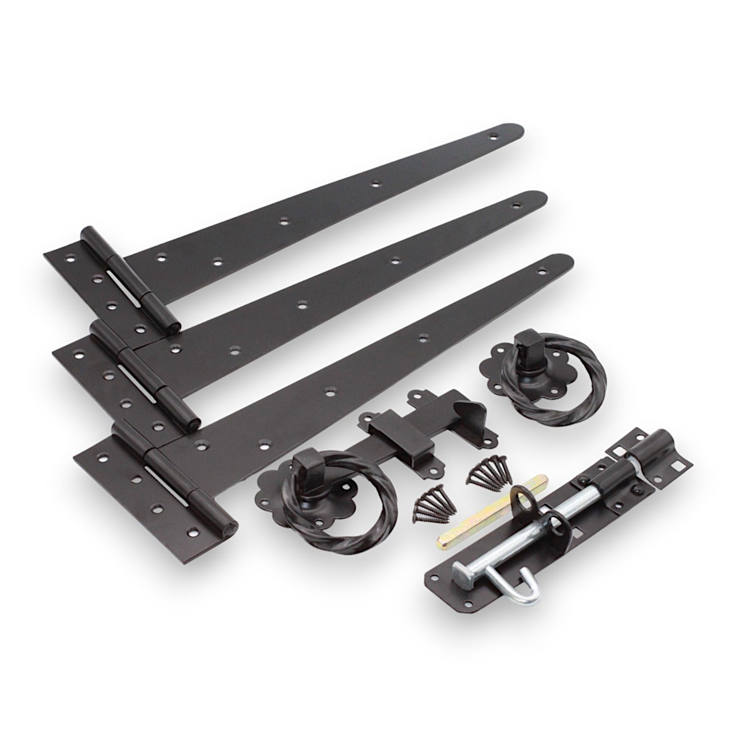14" 350mm Twist Ring Gate Ironmongery Kit Black