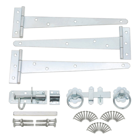 10" 250mm Plain Ring Gate Ironmongery Kit Zinc