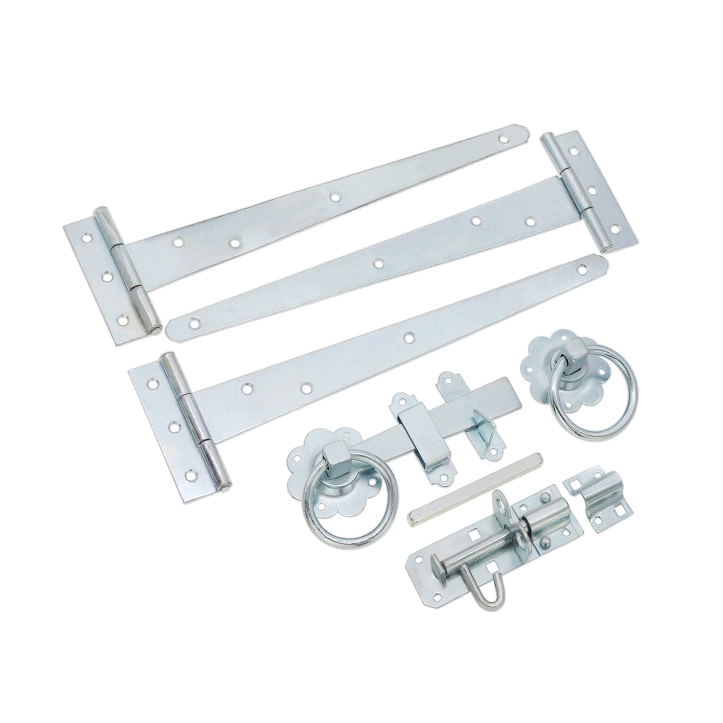 10" 250mm Plain Ring Gate Ironmongery Kit Zinc