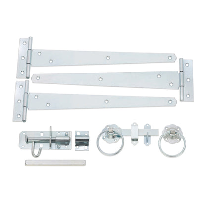 12" 300mm Plain Ring Gate Ironmongery Kit Zinc