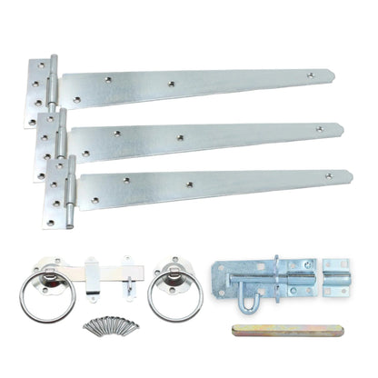14" 350mm Plain Ring Gate Ironmongery Kit Zinc