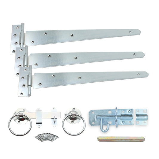 14" 350mm Plain Ring Gate Ironmongery Kit Zinc