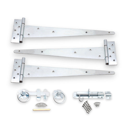 18" 450mm Plain Ring Gate Ironmongery Kit Zinc