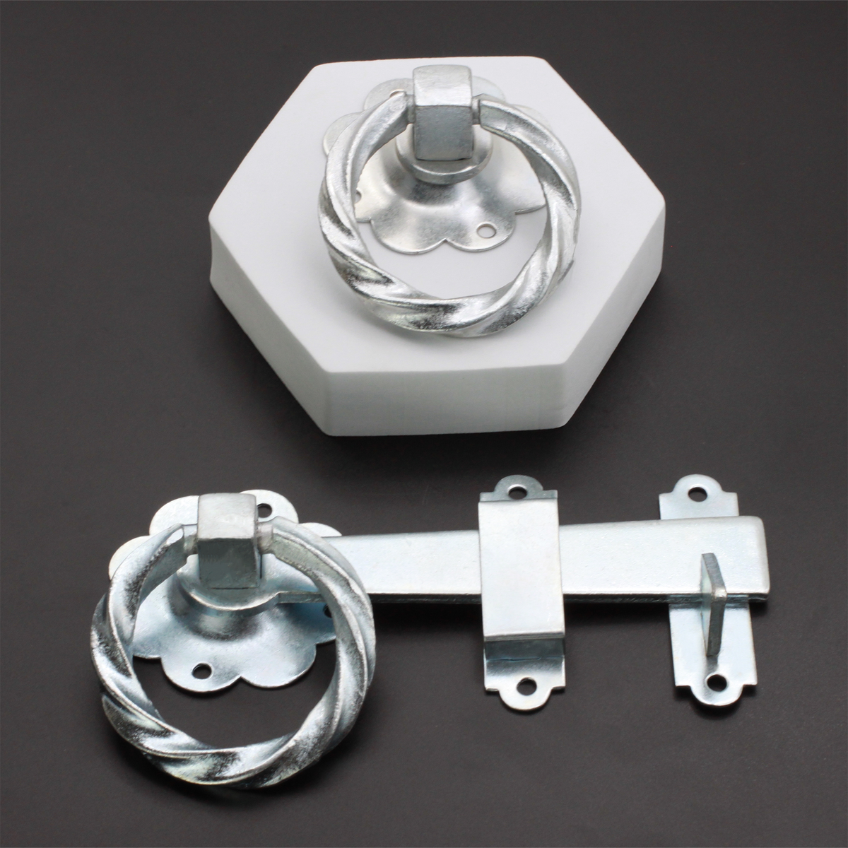 10" 250mm Twist Ring Gate Ironmongery Kit Zinc