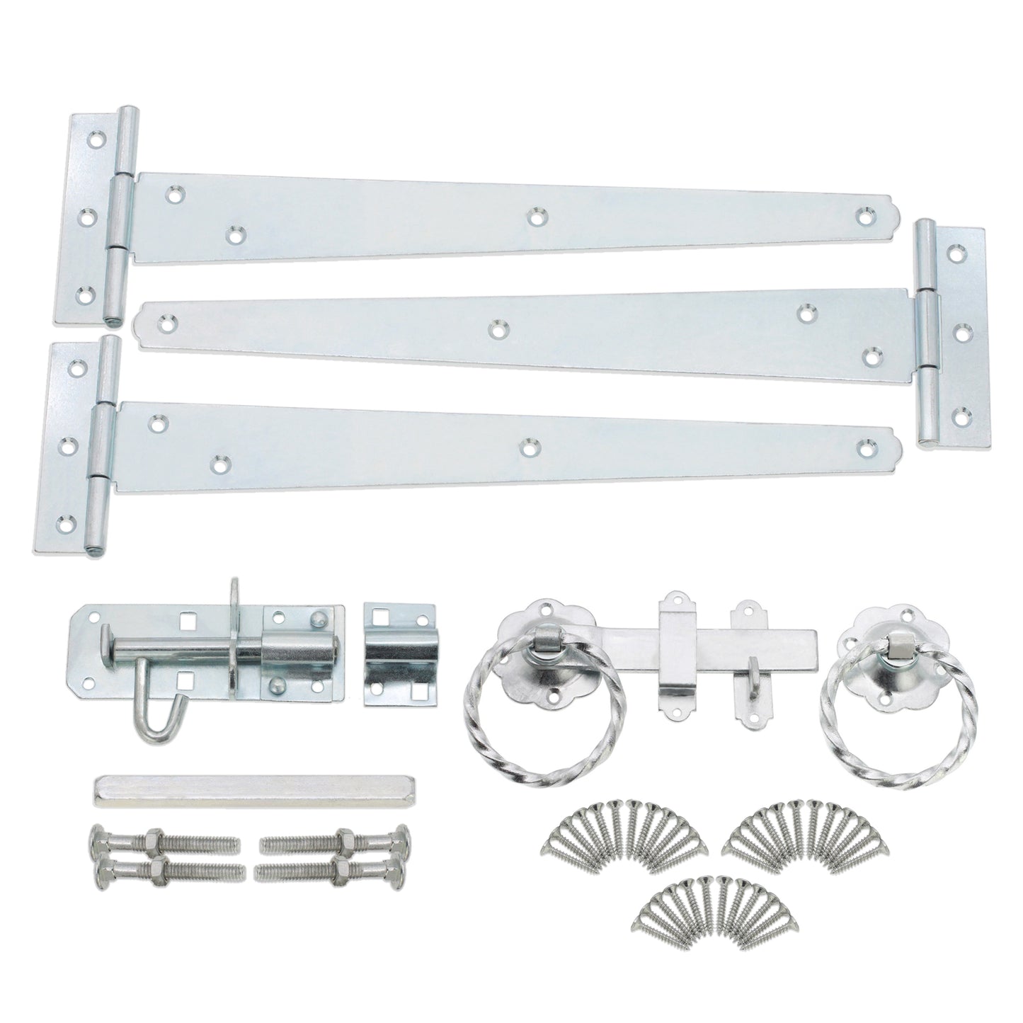 12" 300mm Twist Ring Gate Ironmongery Kit Zinc