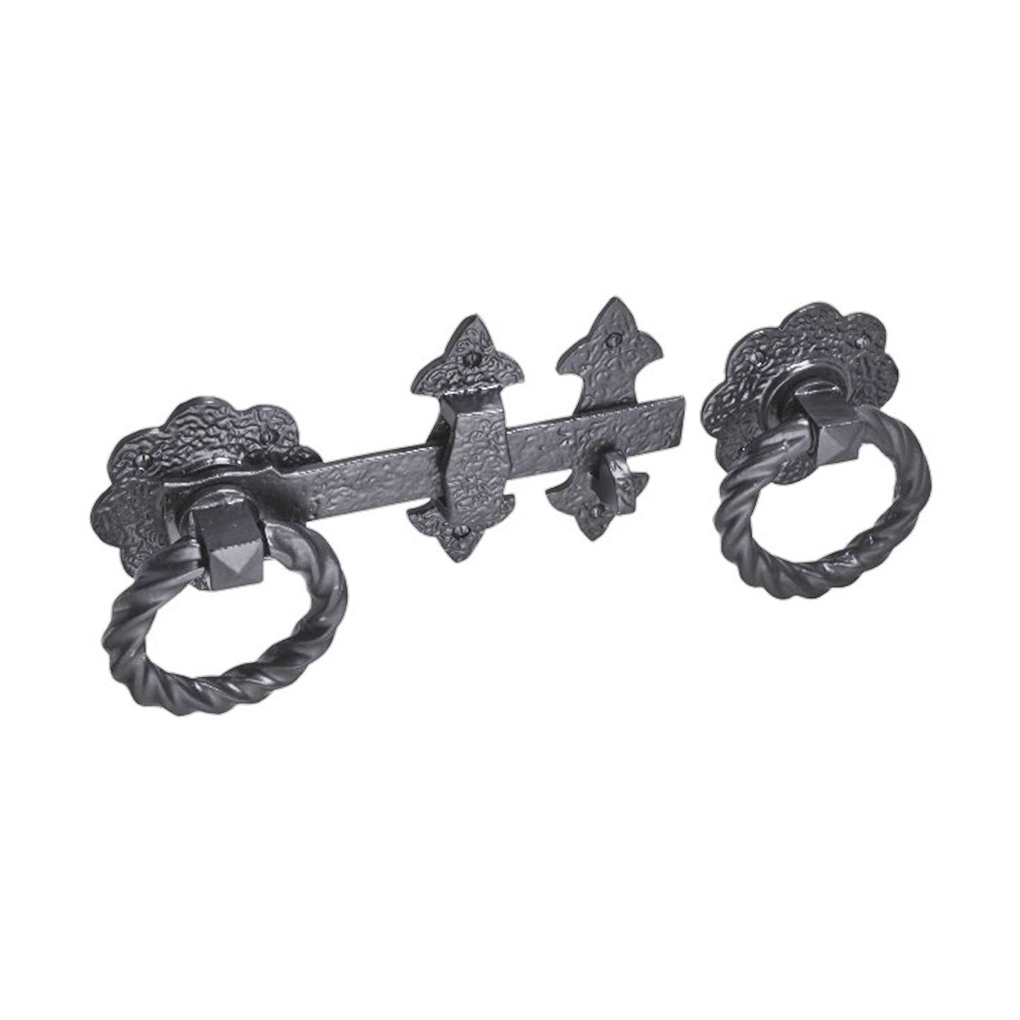 8"Fleur de Lys Twisted Ring Gate Latch
