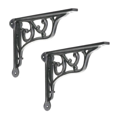 Edwardian Scroll Shelf Bracket Black (Sold in Pairs)