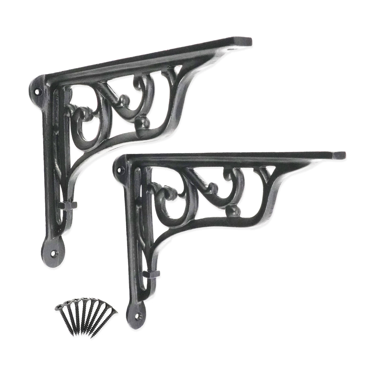 Edwardian Scroll Shelf Bracket Black (Sold in Pairs)