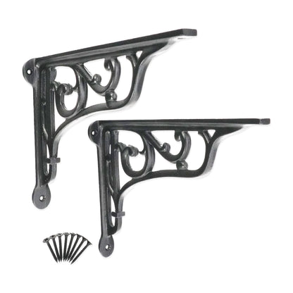 Edwardian Scroll Shelf Bracket Black (Sold in Pairs)