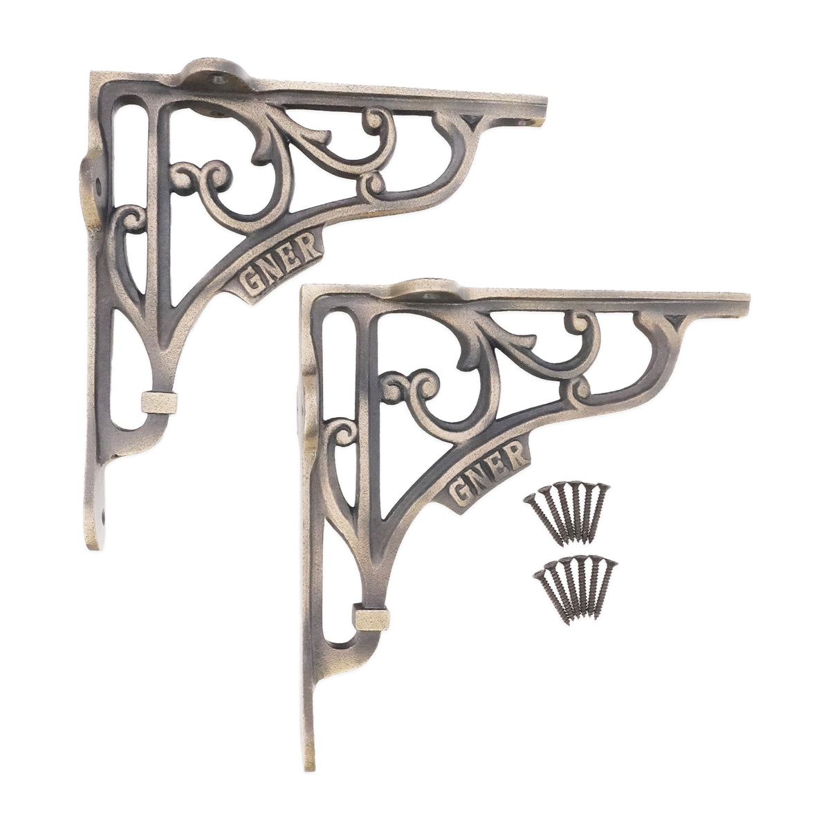 GNER Shelf Bracket Matt Antique 180x180mm (Sold in Pairs)
