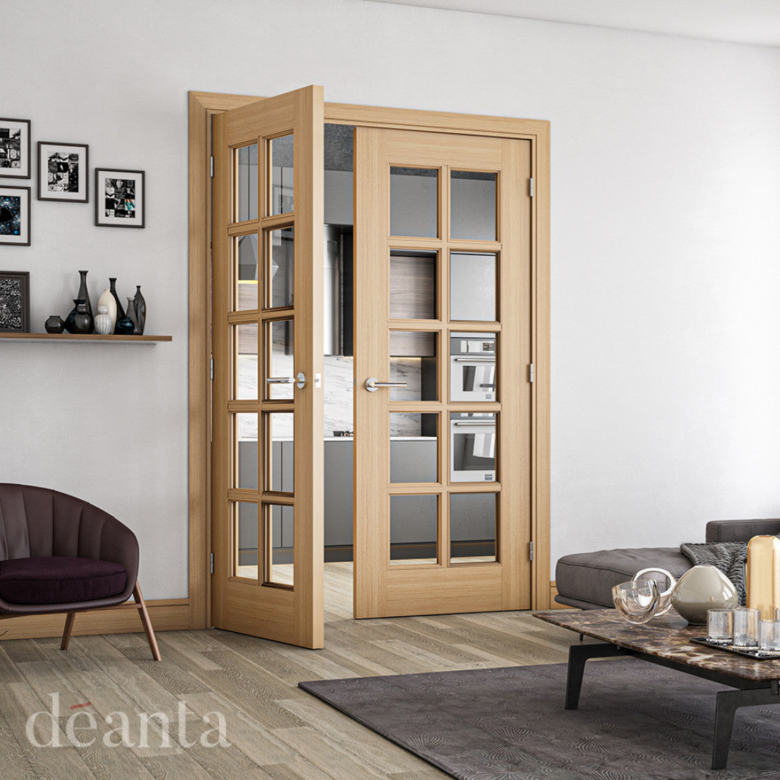 Bristol 10L Glazed Interior Oak Door