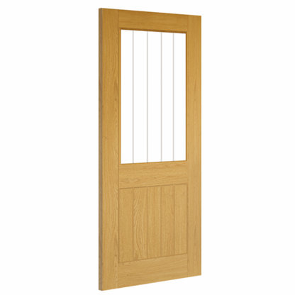 Ely Unfinished Oak 2 Panel Glazed Internal Door