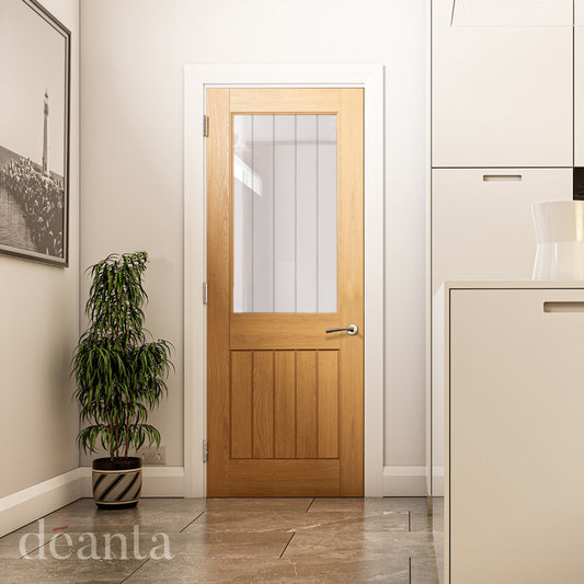 Ely Prefinished Oak 2 Panel Glazed FSC Internal Door